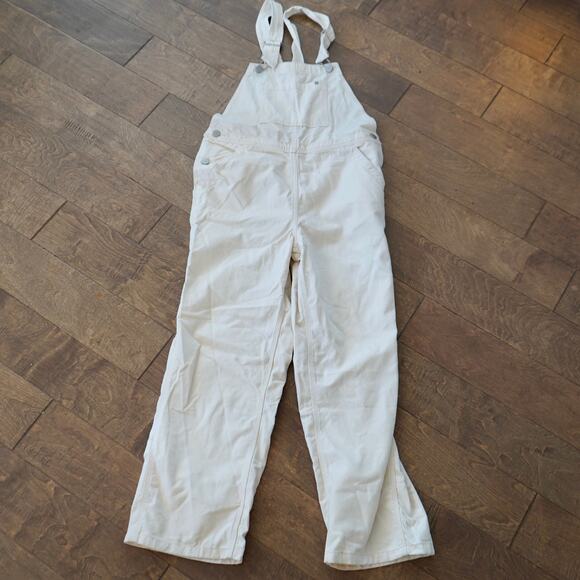Everlane Utility Canvas Overalls Ivory Womens Size 4 - Picture 3 of 8